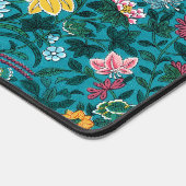 Blaues Aquamarin-grünes Rosa-Gelbblütenmuster Schreibtischunterlage (Ecke)