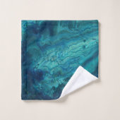 Blaues Aquamarines Acrylgießen Abstrakter Fluid Ar Badhandtuch Set (Waschlappen)