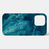 Blaues Aquamarines Acrylgießen Abstrakter Fluid Ar Case-Mate iPhone Hülle (Rückseite (Horizontal))