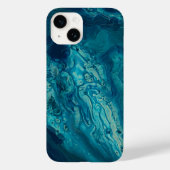 Blaues Aquamarines Acrylgießen Abstrakter Fluid Ar Case-Mate iPhone Hülle (Rückseite)