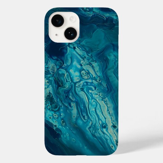 Blaues Aquamarines Acrylgießen Abstrakter Fluid Ar Case-Mate iPhone Hülle (Rückseite)