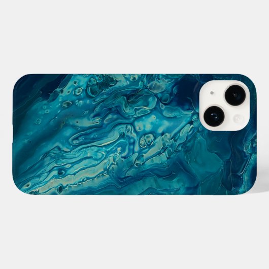 Blaues Aquamarines Acrylgießen Abstrakter Fluid Ar Case-Mate iPhone Hülle (Rückseite (Horizontal))