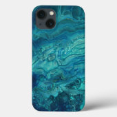 Blaues Aquamarines Acrylgießen Abstrakter Fluid Ar Case-Mate iPhone Hülle (Rückseite)