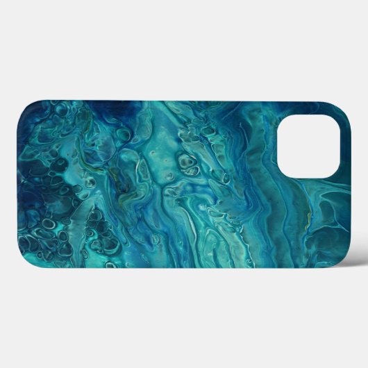 Blaues Aquamarines Acrylgießen Abstrakter Fluid Ar Case-Mate iPhone Hülle (Rückseite (Horizontal))