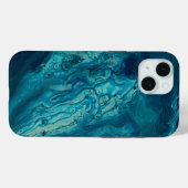 Blaues Aquamarines Acrylgießen Abstrakter Fluid Ar Case-Mate iPhone Hülle (Rückseite (Horizontal))