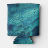 Blaues Aquamarines Acrylgießen Abstrakter Fluid Ar Dosenkühler (Vorderseite)