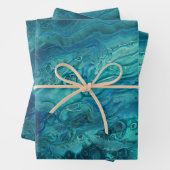 Blaues Aquamarines Acrylgießen Abstrakter Fluid Ar Geschenkpapier Set (Beispiel)