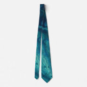 Blaues Aquamarines Acrylgießen Abstrakter Fluid Ar Krawatte (Rückseite)
