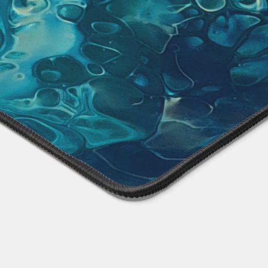 Blaues Aquamarines Acrylgießen Abstrakter Fluid Ar Schreibtischunterlage (Ecke)