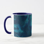 Blaues Aquamarines Acrylgießen Abstrakter Fluid Ar Tasse (Links)