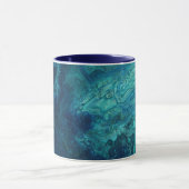 Blaues Aquamarines Acrylgießen Abstrakter Fluid Ar Tasse (Zentrum)
