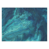 Blaues Aquamarines Acrylgießen Abstrakter Fluid Ar Tischdecke (Vorderseite (Horizontal))