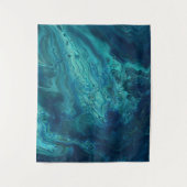 Blaues Aquamarines Acrylgießen Abstrakter Fluid Ar Wandteppich (Vorderseite)