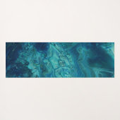Blaues Aquamarines Acrylgießen Abstrakter Fluid Ar Yogamatte (Rückseite (Horizontal))