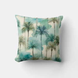 Blaues Aquamarines Beige Palmen tropisch hawaiisch Kissen