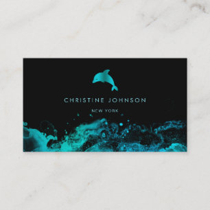 Blaues aquamarines Delphin-Logo Visitenkarte