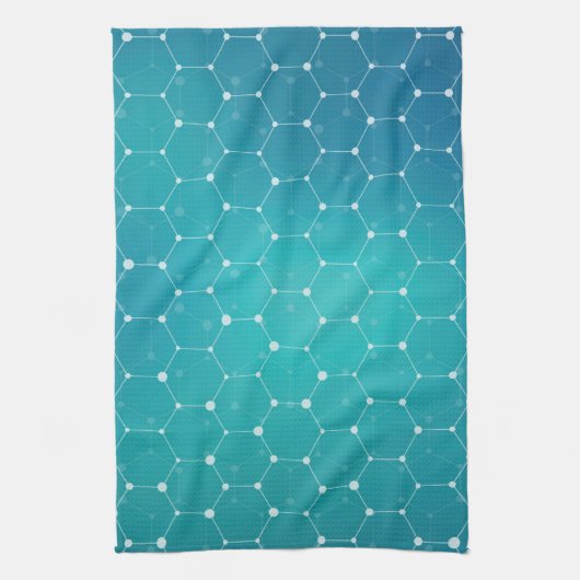 Blaues aquamarines DNA-Muster Geschirrtuch (Vertikal)