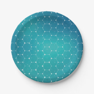 Blaues aquamarines DNA-Muster Pappteller