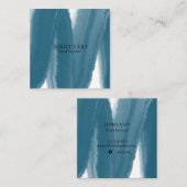 Blaues aquamarines Farbstreifen Pinselstrich Quadratische Visitenkarte (Vorne/Hinten)