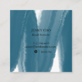 Blaues aquamarines Farbstreifen Pinselstrich Quadratische Visitenkarte (Rückseite)