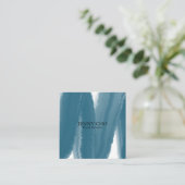 Blaues aquamarines Farbstreifen Pinselstrich Quadratische Visitenkarte (Stehend Vorderseite)