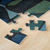 Blaues, Aquamarines, festes Glas Abstrakt Puzzle (Seite)