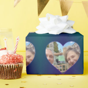 Blaues Aquamarines Herzklopfpapier für Ihr Foto Geschenkpapier