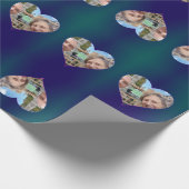 Blaues Aquamarines Herzklopfpapier für Ihr Foto Geschenkpapier (Ecke)