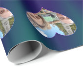 Blaues Aquamarines Herzklopfpapier für Ihr Foto Geschenkpapier (Rolleneckpunkt)