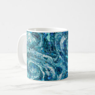 Blaues Aquamarines Meer Abstraktion Schlag Kaffeetasse
