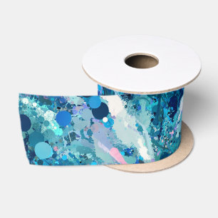 Blaues Aquamarines Meer Abstraktion Schlag Satinband