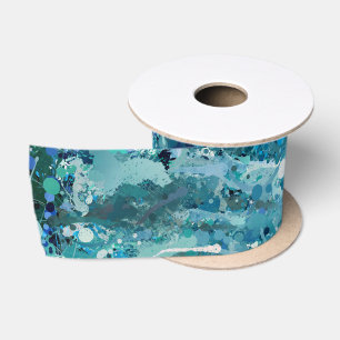 Blaues Aquamarines Meer Abstraktion Schlag Satinband
