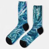 Blaues Aquamarines Meer Abstraktion Schlag Socken (Linkes Detail)