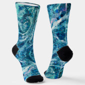 Blaues Aquamarines Meer Abstraktion Schlag Socken (Gewinkelt)