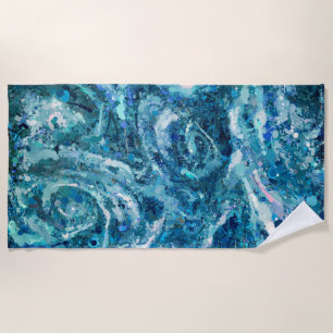 Blaues Aquamarines Meer Abstraktion Schlag Strandtuch