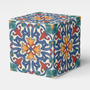 Blaues Aquamarines Orange Weißes Azulejos-Muster Geschenkschachtel