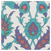 Blaues Aquamarines Rotes Orientales Blumenmuster Stoff (Nahaufnahme)