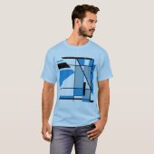 Blaues Aquamarines Schwarzes Mosaik MCM Geometrisc T-Shirt (Vorne ganz)