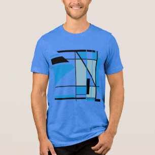 Blaues Aquamarines Schwarzes Mosaik MCM Geometrisc Tri-Blend Shirt