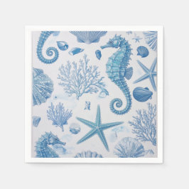 Blaues Aquamarines Seepferd Muschel Starfish Ozean Serviette