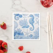 Blaues Aquamarines Seepferd Muschel Starfish Ozean Serviette (Beispiel)