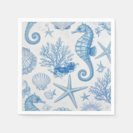 Blaues Aquamarines Seepferd Muschel Starfish Ozean Serviette