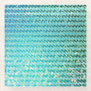 Blaues, Aquamarines Sparkasselmeer-Meerjungwalben- Glasuntersetzer