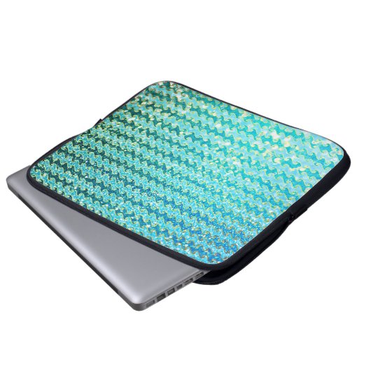 Blaues, Aquamarines Sparkasselmeer-Meerjungwalben- Laptopschutzhülle (Vorne Knopf)