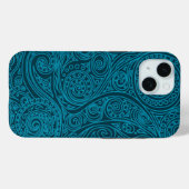 Blaues Aquamarines Spiralmuster Case-Mate iPhone Hülle (Rückseite (Horizontal))