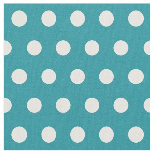 Blaues/aquamarines u. weißes Polkapunktgewebe des Stoff (Nahaufnahme)