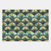 Blaues, aquamarines und goldenes Pfauenglas Geschenkpapier Set (Vorderseite 3)