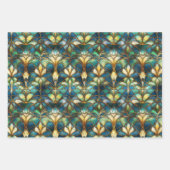 Blaues, aquamarines und goldenes Pfauenglas Geschenkpapier Set (Vorderseite 2)