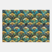Blaues, aquamarines und goldenes Pfauenglas Geschenkpapier Set (Vorderseite)