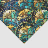 Blaues, aquamarines und goldenes Pfauenglas Seidenpapier (Detail)